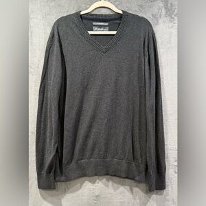 Eddie Bauer Cashmere Blend Charcoal Gray V-Neck Sweater Men’s Size Large